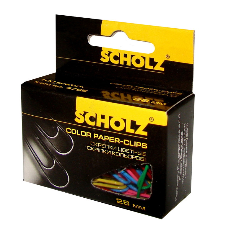 Скріпки SCHOLZ (4755SCH), 28 мм, круглі, РVC покриття, 100 шт.